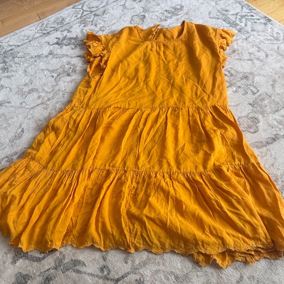 wilfred sidionie dress orange yellow m Lightweight Tiered Flutter Mustard Yellow - Picture 3 of 4
